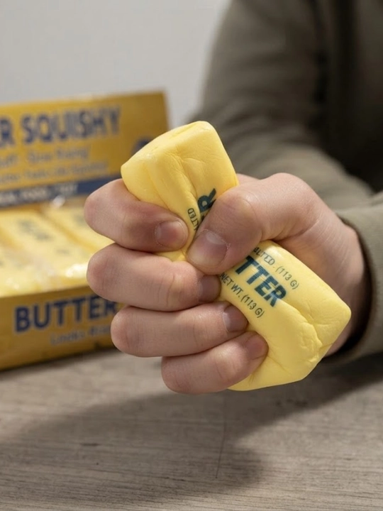 Butter Squishy stressga qarshi o‘yinchoq, yog‘ shaklidagi yumshoq skvish