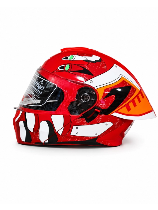 AXK Full Face Motorcycle Helmet Iron Man Design, MODEL-A002, qizil
