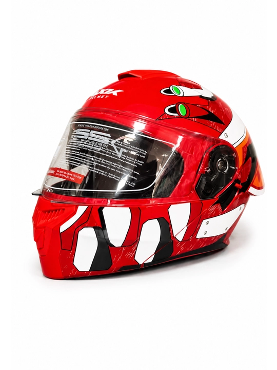 AXK Full Face Motorcycle Helmet Iron Man Design, MODEL-A002, qizil - 
