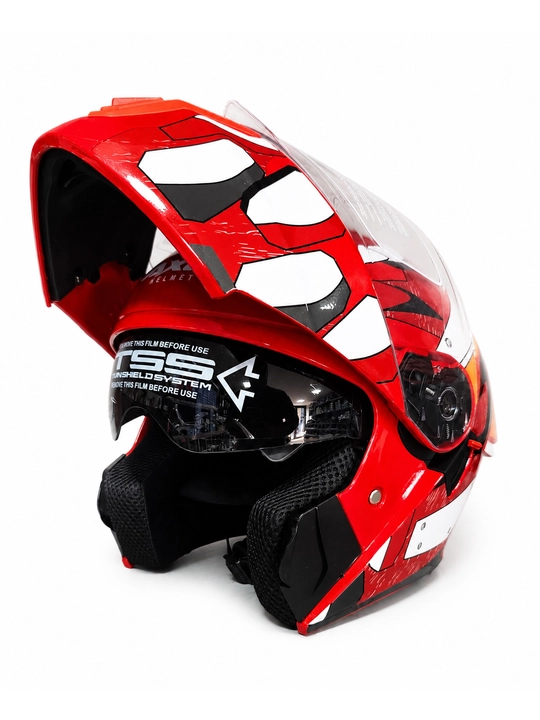 AXK Full Face Motorcycle Helmet Iron Man Design, MODEL-A002, qizil