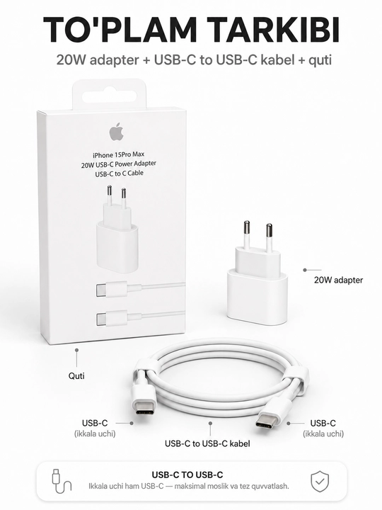 Зарядное устройство 20W USB-C с кабелем USB-C → Lightning