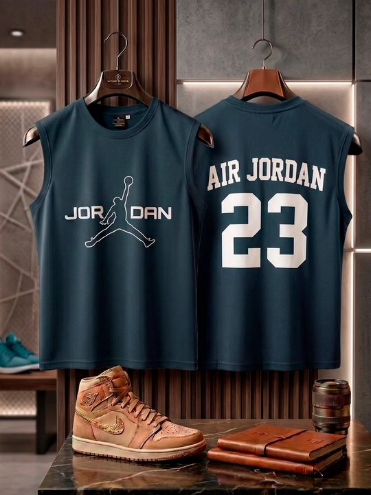 Jordan printli erkaklar yengsiz futbolkasi sport va kundalik kiyish uchun L-3XL