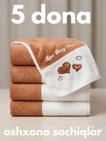 100% poliester oshxona sochig'i 25×45 sm, yumshoq, suvni yaxshi shimuvchi, tez quriydi - 