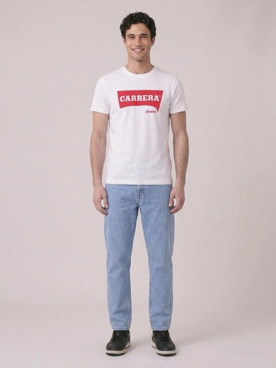 Erkaklar futbolkasi Carrera Jeans dumaloq yoqali, 100% paxta, Italiya