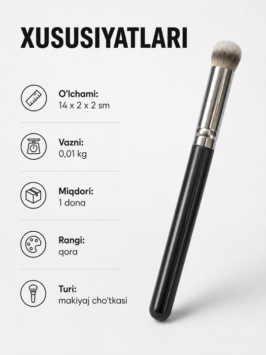 Yumshoq tukli makiyaj cho‘tkasi, ixcham formatda