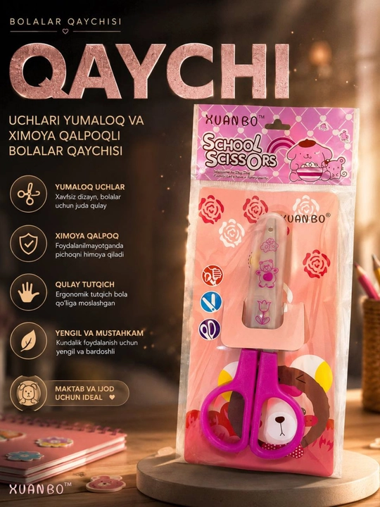 Bolalar qaychisi, maktab qaychisi, xavfsiz qaychi, yumaloq uchli qaychi, ijod