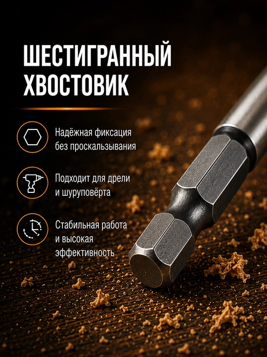Спиральное сверло по дереву с 4 режущими кромками