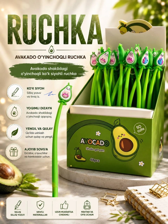 Gel ruchka, ko‘k ruchka, o‘yinchoq ruchka, maktab ruchkasi