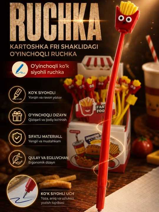 Gel ruchka, ko‘k ruchka, o‘yinchoq ruchka, maktab ruchkasi