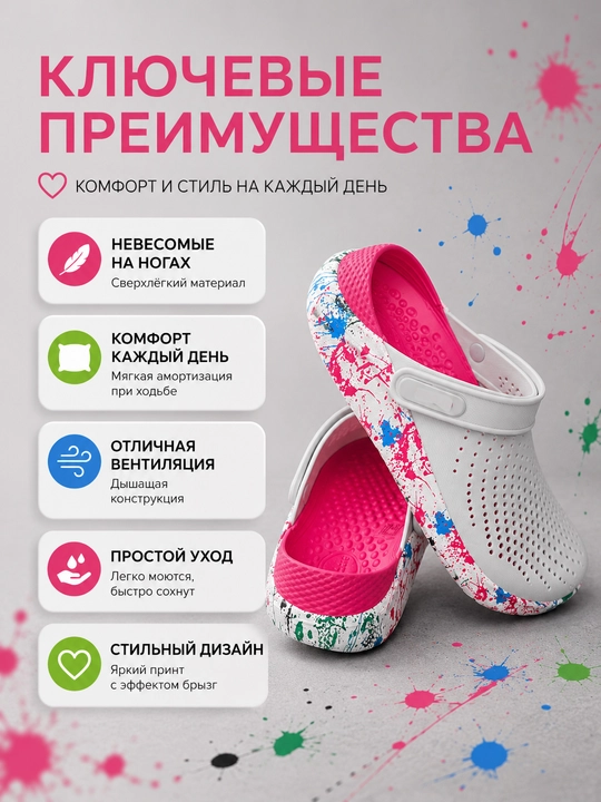 Сабо EVA для девушек и женщин резиновые, легкие удобные