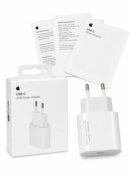 Apple 20W USB-C ORG Adapter — 2 Pin / 3 Pin | iPhone uchun tez zaryadlash