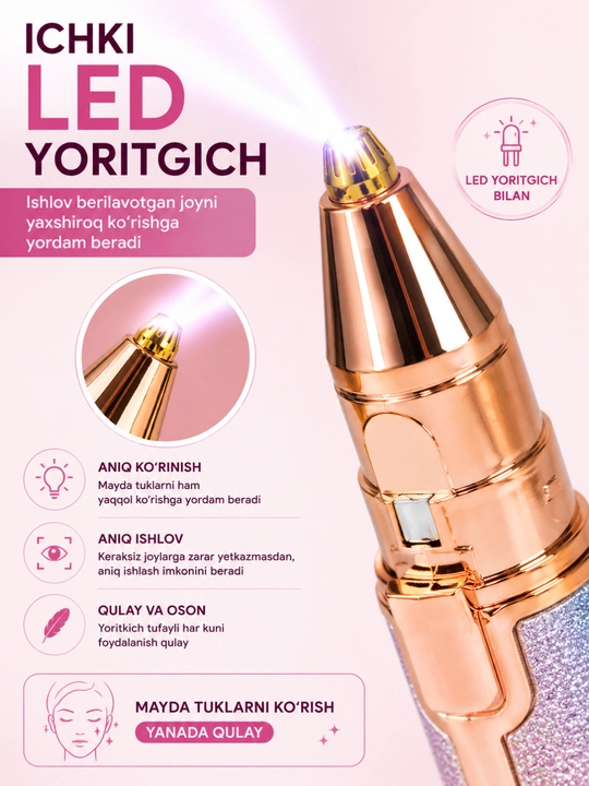 Ayollar, qoshlar va yuz sochlari uchun 2 tasi 1 da elektr trimmer