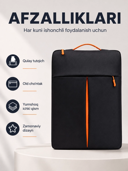 Zamonaviy va qulay noutbuk sumkasi — o‘qish va ish uchun
