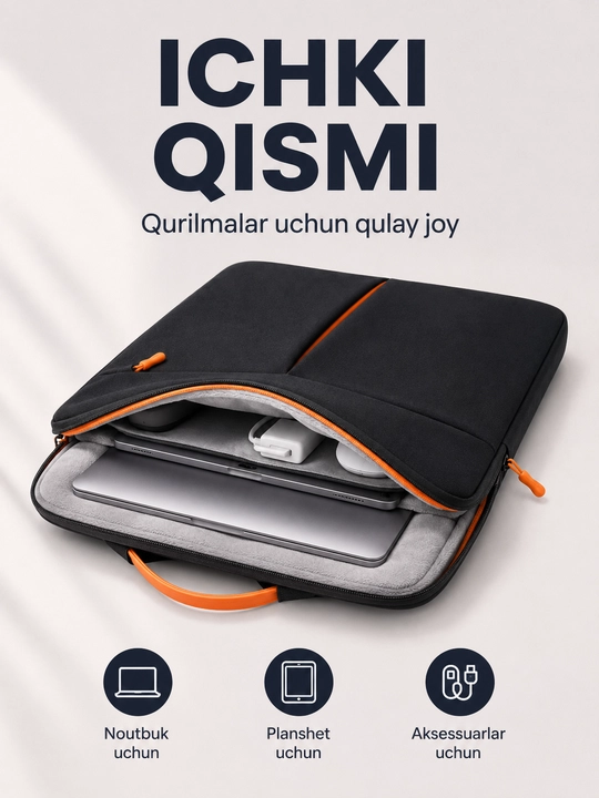 Zamonaviy va qulay noutbuk sumkasi — o‘qish va ish uchun