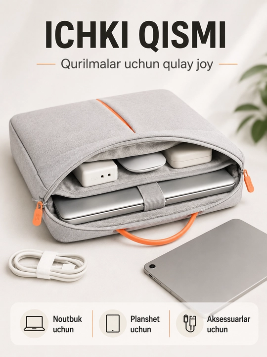 Zamonaviy va qulay noutbuk sumkasi — o‘qish va ish uchun