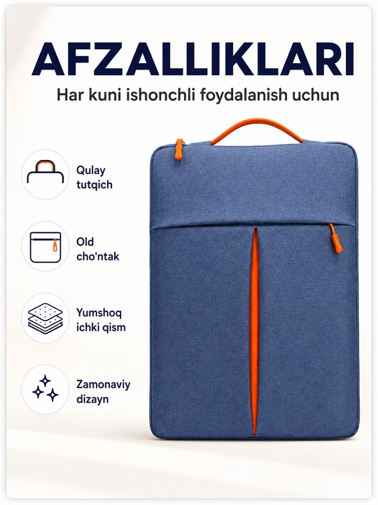 Zamonaviy va qulay noutbuk sumkasi — o‘qish va ish uchun