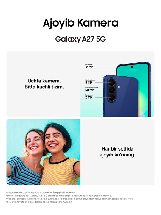 Samsung Galaxy A27 5G smartfoni, 6.7″ Super AMOLED 120 Gts, 50 MP OIS, 5000 mAh