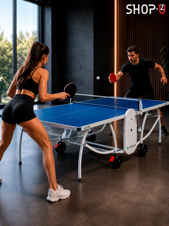AXELUS stol tennisi stoli, yopiq joy uchun, yig‘iladigan, professional, to‘r bilan