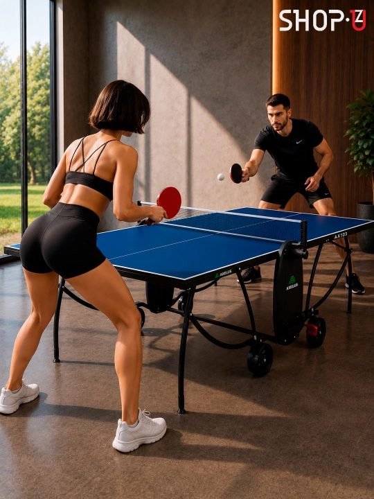 AXELUS stol tennisi stoli, yopiq joy uchun, yig‘iladigan, professional, to‘r bilan
