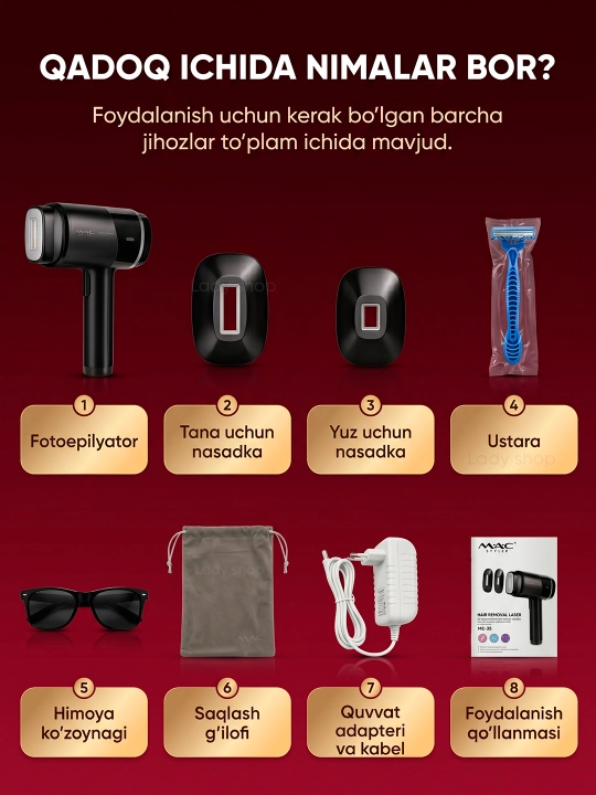 Фотоэпилятор MAC Styler IPL, технология охлаждения ICE, 999999 вспышек, 5 режимов
