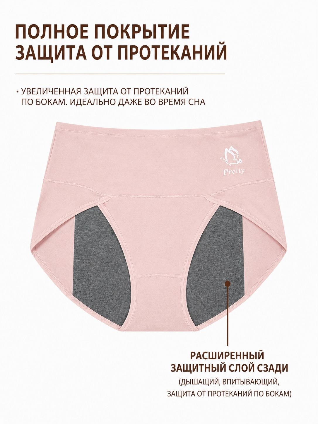Hayz va tug'ruqdan keyin kiyiladigan trusilar, shimuvchi himoya qatlami bilan 2dona L–XXXL