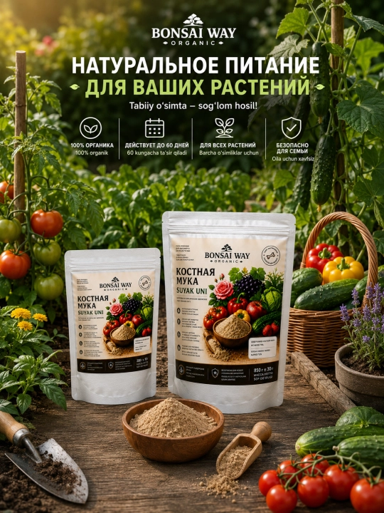Bonsai Way Organic Suyak uni — tabiiy organik o'g'it