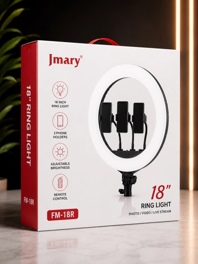 Jmary FM-18R 18" Prof-l, LED Halqa Chiroq, 50–55W, Rang Harorati 3200K–5600K - 