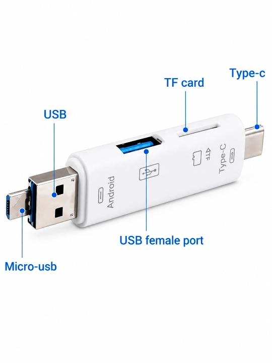 USB / Type-C / MicroUSB OTG kardrider, SD va TF xotira kartalari uchun adapter