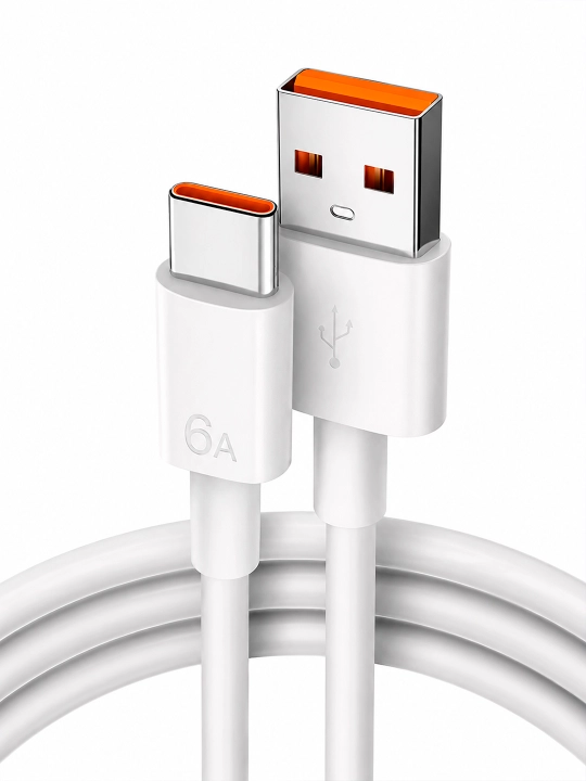 USB Type-C zaryadlash kabeli, telefon uchun, 1 metr, 6A gacha, USB-A – Type-C