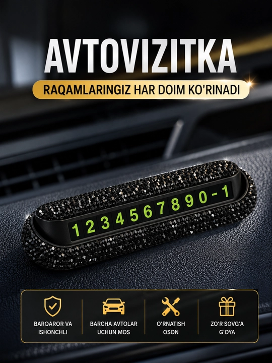 Premium strazli avtovizitka – avtomobil uchun telefon raqami ko'rsatkichi - 