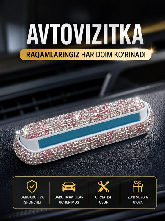 Premium strazli avtovizitka – avtomobil uchun telefon raqami ko'rsatkichi - 
