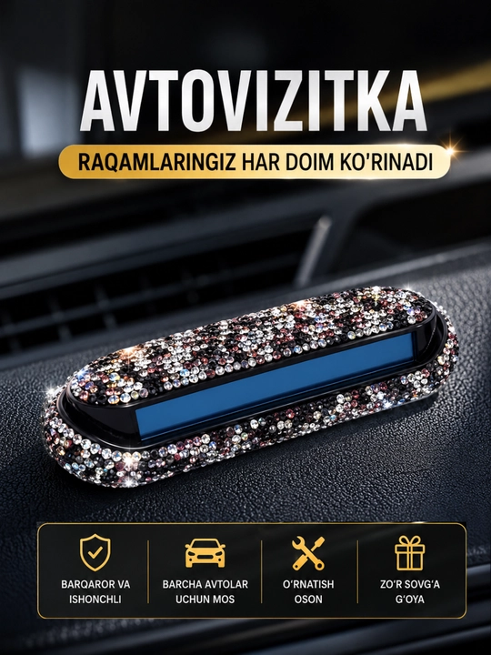 Premium strazli avtovizitka – avtomobil uchun telefon raqami ko'rsatkichi - 