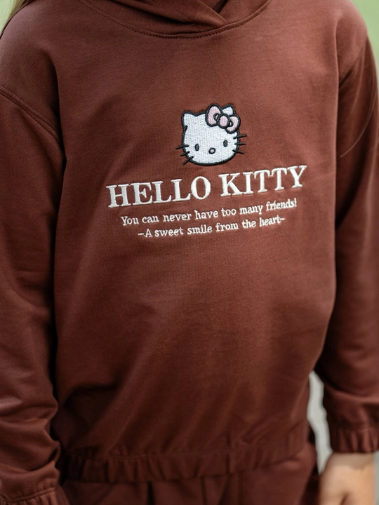 Детский спортивный костюм для девочек Hello Kitty, с капюшоном, хлопковый, 2–5 лет - 