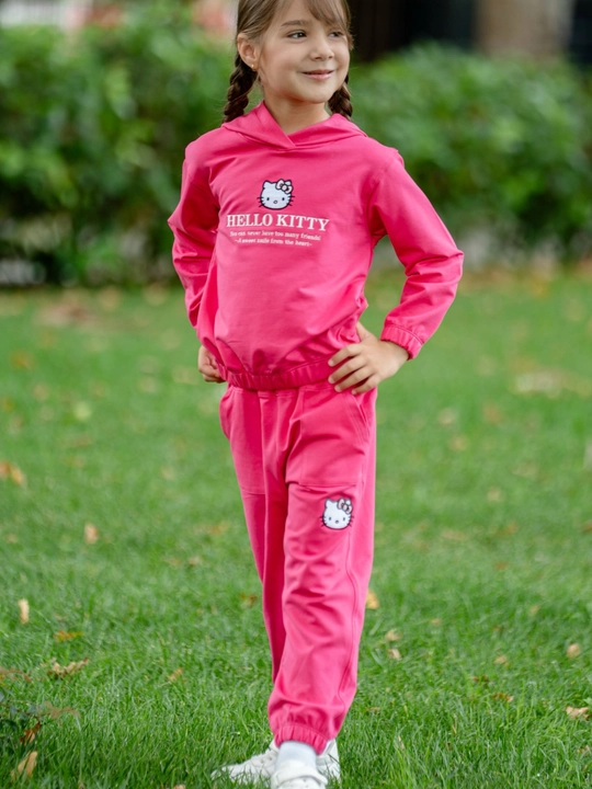 Qiz bolalar sport kostyumi Hello Kitty 2 qismli kapyushonli paxtali 2-5 yosh