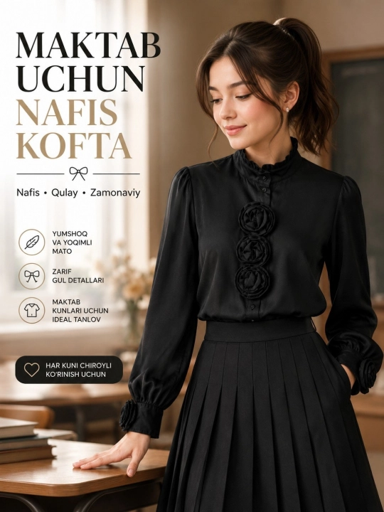Школьная форма, кофта для девочек, школьная блузка, кофта с длинным рукавом