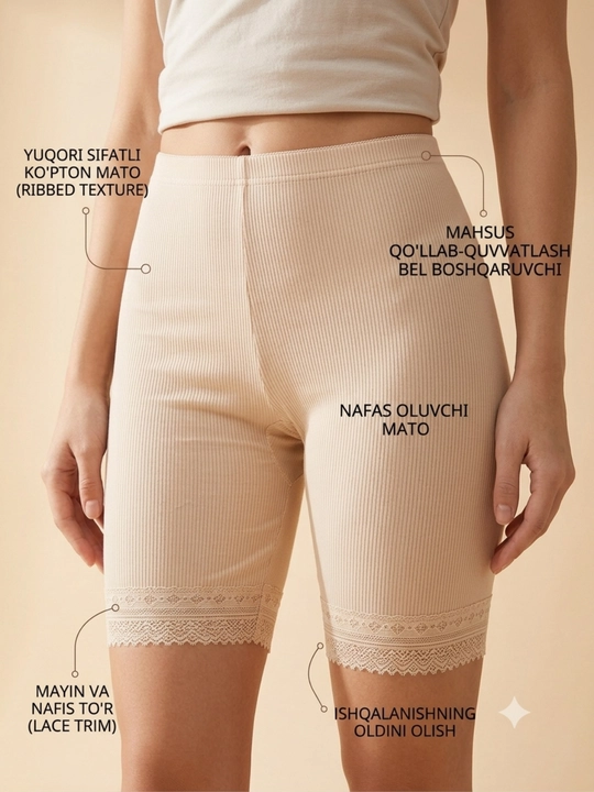 Ayollar pantaloni, yozgi ichki kiyim  sho'rtik son ishqalanishiga qarshi o'lcham 50-52