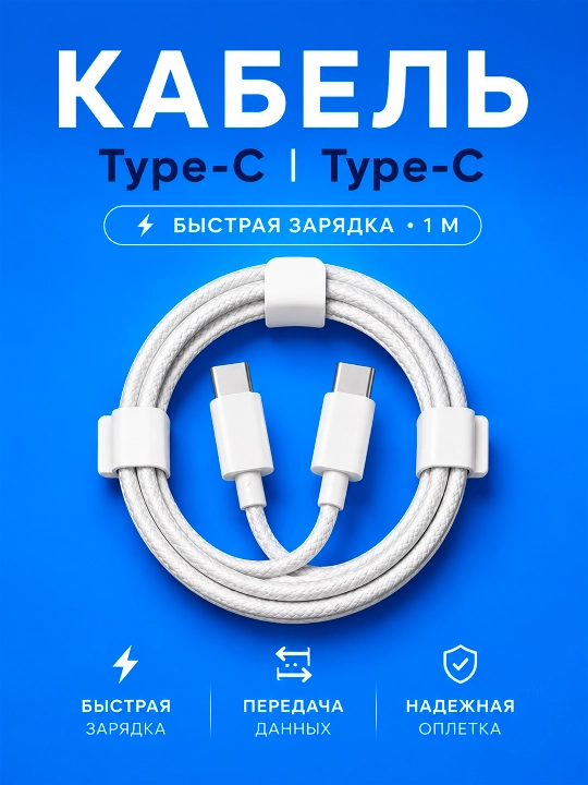 Type-C – Type-C 60W kabel, tez zaryadlash, USB-C kabeli 1 m telefon - 
