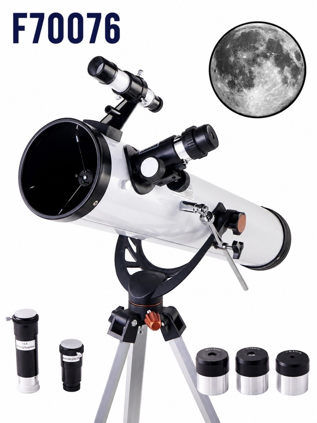 Astronomik teleskop F70076, obyektiv diametri 76 mm, 875x kattalashtirish, tripod bilan - 