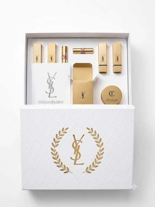 Yves Saint Laurent eksklyuziv sovg'a to'plami: atir, kushon va lab bo'yoqlari, 5 tasi 1 da