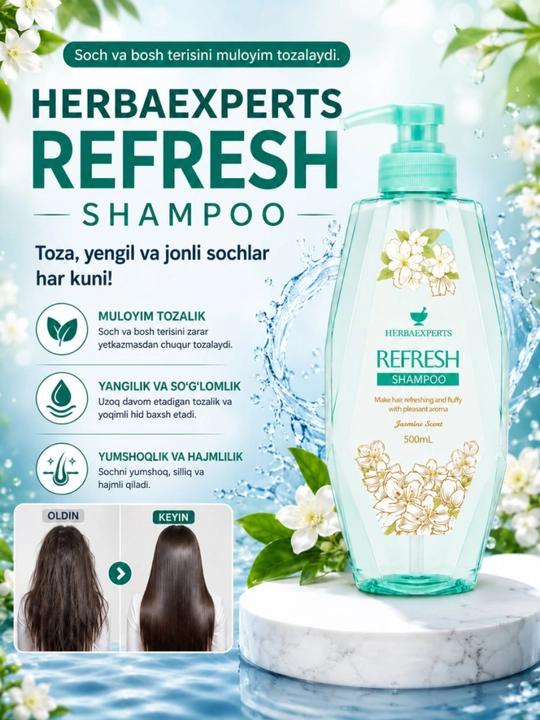 Herbaexperts Repair Shampoo: Jasmin iforli, chuqur tozalovchi va namlantiruvchi shampun - 