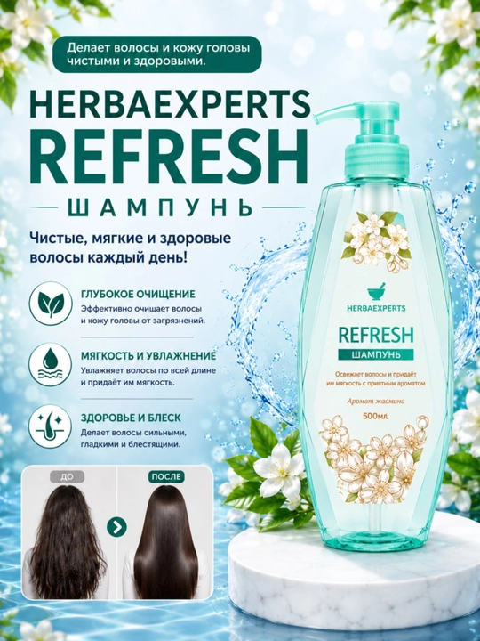 Herbaexperts Repair Shampoo: Jasmin iforli, chuqur tozalovchi va namlantiruvchi shampun