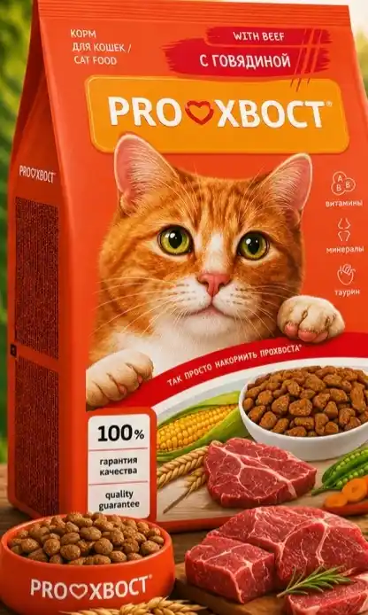 ProХвост mushuklar uchun quruq yem, mol go'shti 800 gr