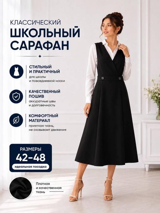Женский сарафан, черный