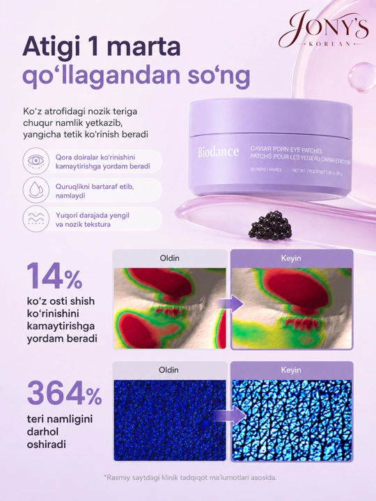 Biodance — Гидрогелевые патчи для кожи вокруг глаз, 60 шт, 85 г