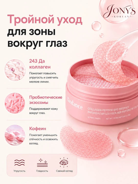 Biodance — Гидрогелевые патчи для кожи вокруг глаз, 60 шт, 85 г