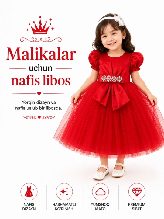 Qiz bolalar uchun zamonaviy kiyimlar – ko'ylak, yubka va bayram liboslari, premium - 