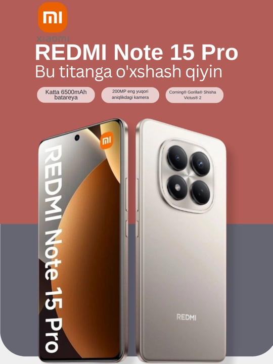 Смартфон Xiaomi Redmi Note 15 Pro 8/256,12/256 ГБ, проверено UzImei - 