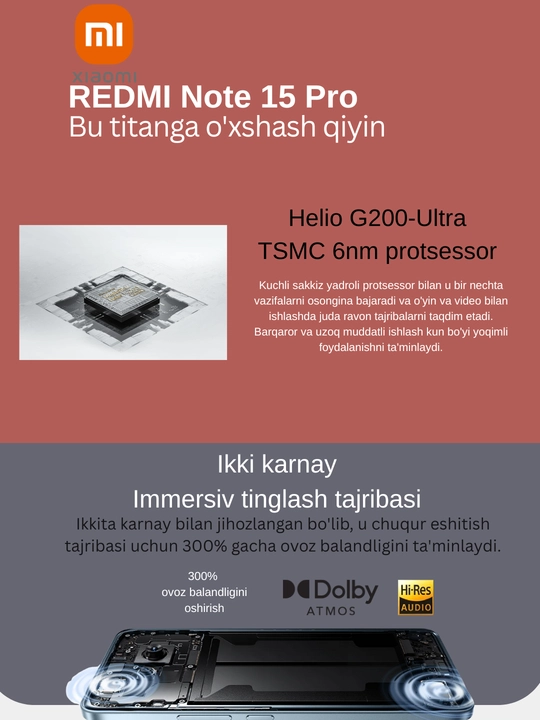 Смартфон Xiaomi Redmi Note 15 Pro 8/256,12/256 ГБ, проверено UzImei