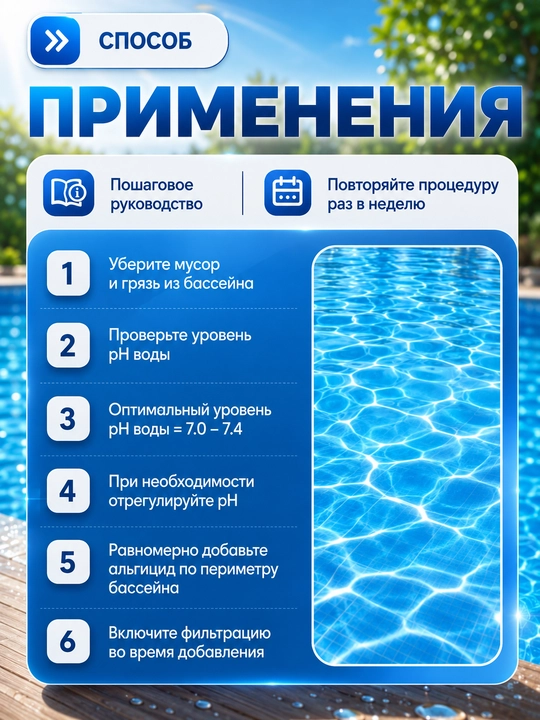 Средства для очистки воды в бассейне, дезинфицирующие таблетки и хлор