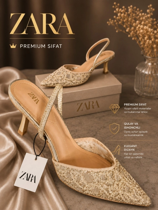 Ayollar poyabzali, Zara tufli, kabluk, poshnali tuflilar, ayollar tuflisi, premium sifat